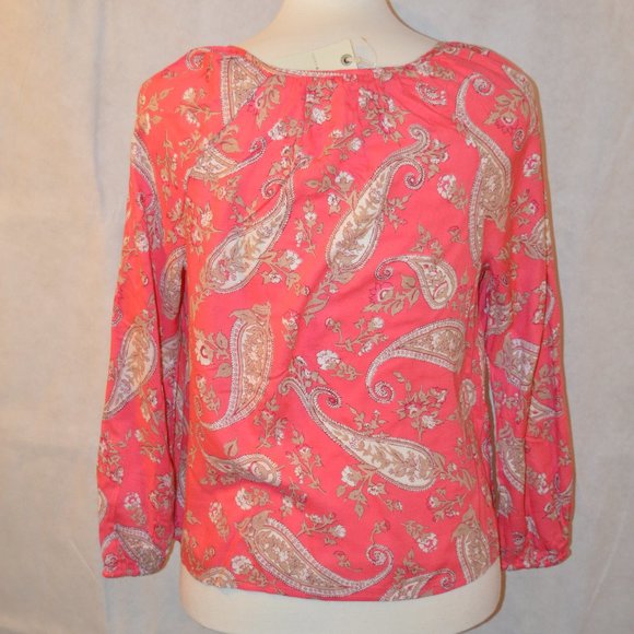 New LUCKY BRAND Paisley Top Tie Clouser Pink sz M - Picture 2 of 7